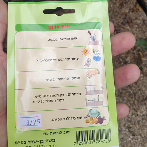 חבילת זרעי צנון אדום