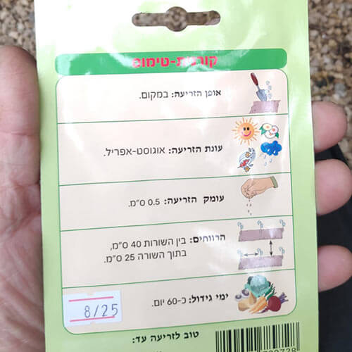 חבילת זרעי קורנית (טימוס)